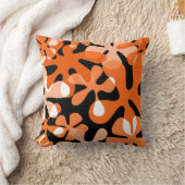 Groovyレトロシェイプオレンジ白黒 クッション (ブランケット)