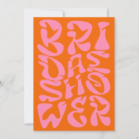 Groovyレトロスクリプトオレンジフォトブライダルシャワー 招待状 (裏面)