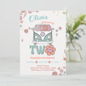 Groovyレトロスマイル花2nd誕生日招待状 招待状 (スタンド正面)