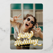 Groovyレトロタイポグラフィと金ゴールド 箔シーズンカード (正面)