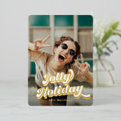 Groovyレトロタイポグラフィと金ゴールド 箔シーズンカード (立ち正面)