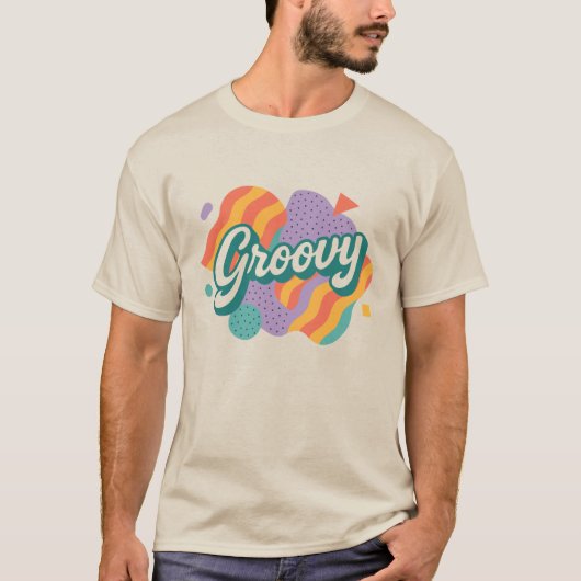 Groovyレトロタイポグラフィ Tシャツ (正面)
