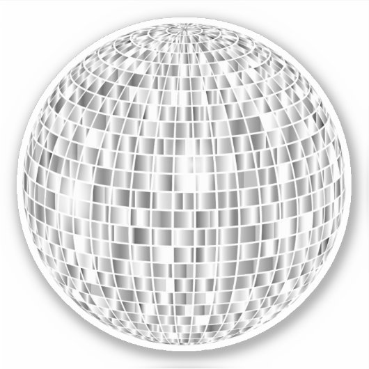 Groovyレトロディスコボールシールクール- Silver Vibe シール (正面)