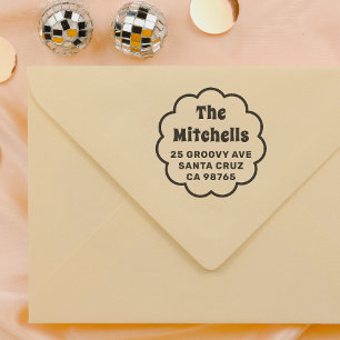 Groovyレトロデイジーファミリ名差出人住所 ラバースタンプ