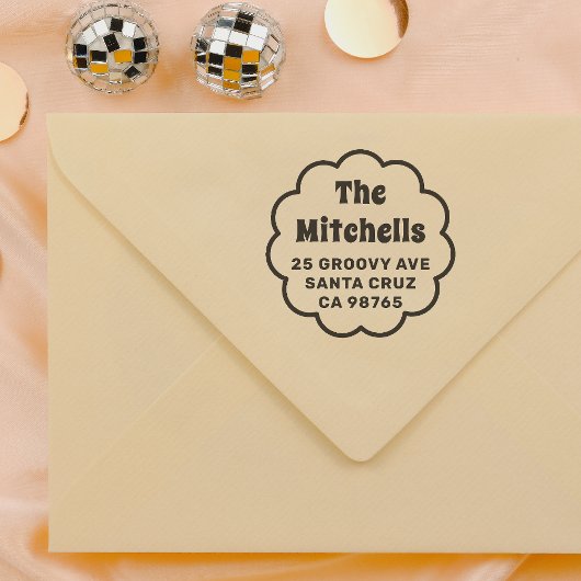 Groovyレトロデイジーファミリ名差出人住所 ラバースタンプ