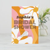 Groovyレトロデイジーフラワーズブライダルシャワー 招待状 (スタンド正面)