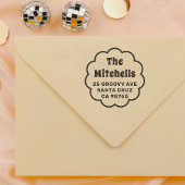 Groovyレトロデイジーフレームファミリ差出人住所 セルフインキングスタンプ