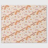 Groovyレトロデイジーボーホ虹パーソナライズされた名 ラッピングペーパー (フラット)