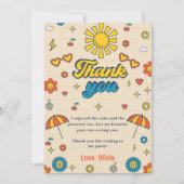 Groovyレトロデイジー誕生日サンキューカード 招待状 (正面)