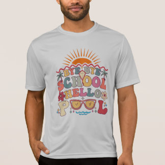 Groovyレトロデザインバイバイバイスクールハロープールクール Tシャツ