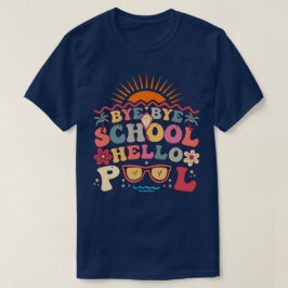 Groovyレトロデザインバイバイバイスクールハロープールクール Tシャツ