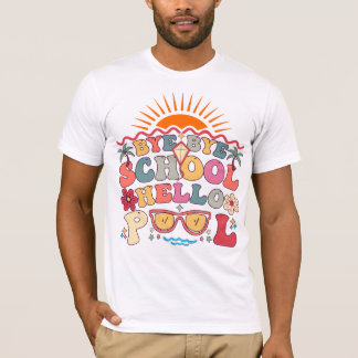 Groovyレトロデザインバイバイバイスクールハロープールクール Tシャツ