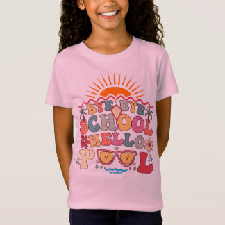 Groovyレトロデザインバイバイバイスクールハロープールクール Tシャツ