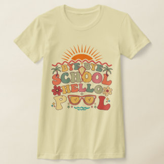 Groovyレトロデザインバイバイバイスクールハロープールクール Tシャツ