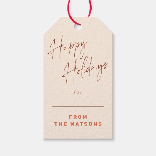 Groovyレトロハッピーホリデーズファミリー名 ギフトタグ (正面)