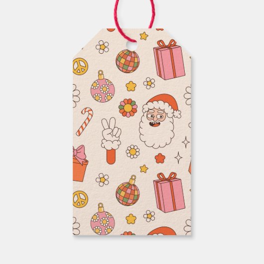 Groovyレトロハッピーホリデーズファミリー名 ギフトタグ (裏面)