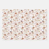 Groovyレトロハロウィーンニュートラルカラーズキッズ ラッピングペーパーシート (正面)