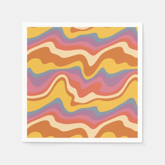 Groovyレトロパターン スタンダードカクテルナプキン (正面)