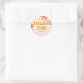 Groovyレトロパーソナライズされたありがとうステッカー ラウンドシール (バッグ)