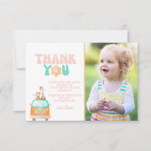 Groovyレトロパーソナライズされたフォトフラット サンキューカード (正面)