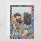 Groovyレトロパープルフォト結婚のリハーサルディナー 招待状 (裏面)