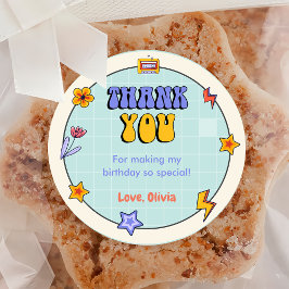 Groovyレトロヒッピーありがとう誕生日パーティー ラウンドシール