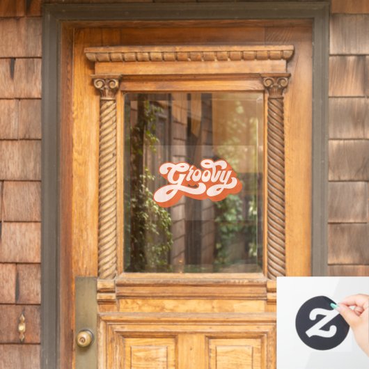 Groovyレトロヒッピースクリプトウィンドウデカール ウィンドウサイン (ホームデコレーション)