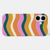 Groovyレトロピンクと緑の波線 Case-Mate iPhoneケース (裏面 (横))