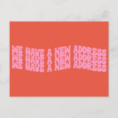 Groovyレトロピンクオレンジ我々は新しいホームムービング移動 案内ポストカード (正面)