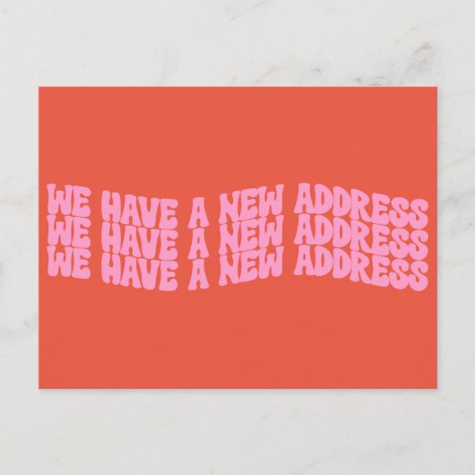 Groovyレトロピンクオレンジ我々は新しいホームムービング移動 案内ポストカード (正面)