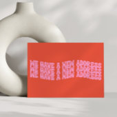 Groovyレトロピンクオレンジ我々は新しいホームムービング移動 案内ポストカード