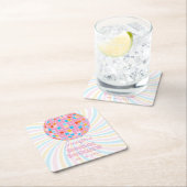 Groovyレトロピンクディスコボール70s 80sブライダルシャワー スクエアペーパーコースター (インサイチュ)