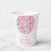 Groovyレトロピンクディスコボール70s 80sブライダルシャワー 紙コップ (裏面)