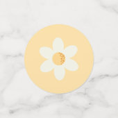 Groovyレトロピンクデイジーテーブル紙吹雪- Boho 1st コンフェッティ (スモール正面)