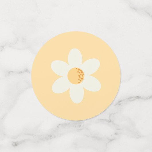 Groovyレトロピンクデイジーテーブル紙吹雪- Boho 1st コンフェッティ (スモール正面)