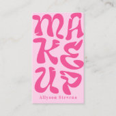 Groovyレトロピンクロゴqrコードメイクアップ 名刺 (正面)