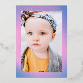 Groovyレトロピンク薄紫パステルキュート2枚の写真金ゴールド 箔シーズンカード (裏面)