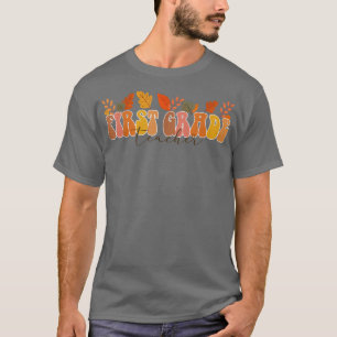 Groovyレトロファーストグレード先生ヴィンテージ秋Leav Tシャツ