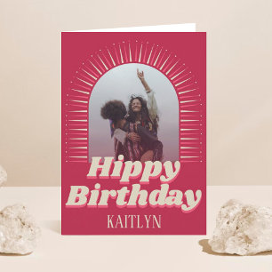 Groovyレトロフォトヒッピー誕生日 カード