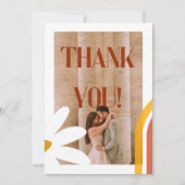 Groovyレトロフォトフラワーパワー結婚ズ サンキューカード (正面)