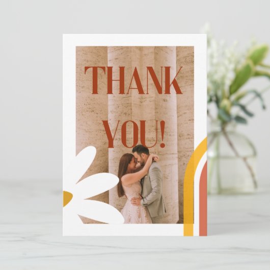 Groovyレトロフォトフラワーパワー結婚ズ サンキューカード (スタンド正面)