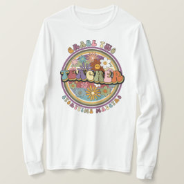 Groovyレトロフローラデイジーグレード2先生名 Tシャツ