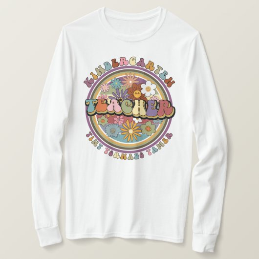 Groovyレトロフローラ幼稚園先生名 Tシャツ (デザイン正面)