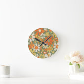 Groovyレトロフローラ60s 70s花 ラウンド壁時計 (ホーム)