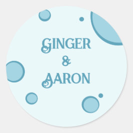 GroovyレトロブルーサークルVintage結婚式 ラウンドシール