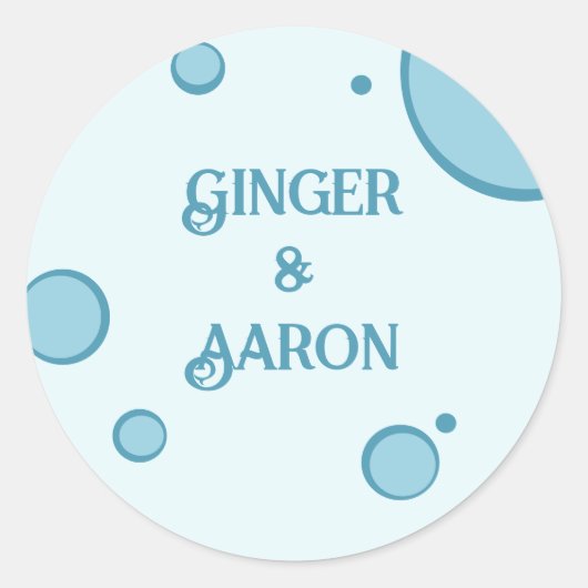GroovyレトロブルーサークルVintage結婚式 ラウンドシール (正面)