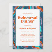 Groovyレトロブルーフォト結婚のリハーサルディナー 招待状 (正面)
