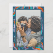 Groovyレトロブルーフォト結婚のリハーサルディナー 招待状 (裏面)