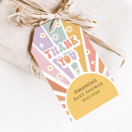 Groovyレトロベビーシャワーありがとう ギフトタグ