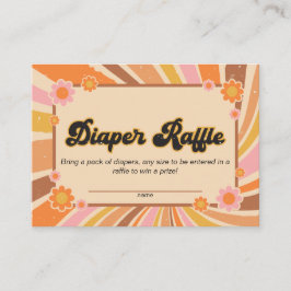 Groovyレトロベビーシャワーおむつラッフル エンクロージャーカード
